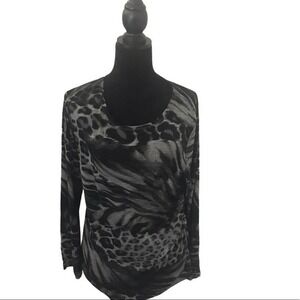 Randy Kemper Grey Animal Print Top Size XL